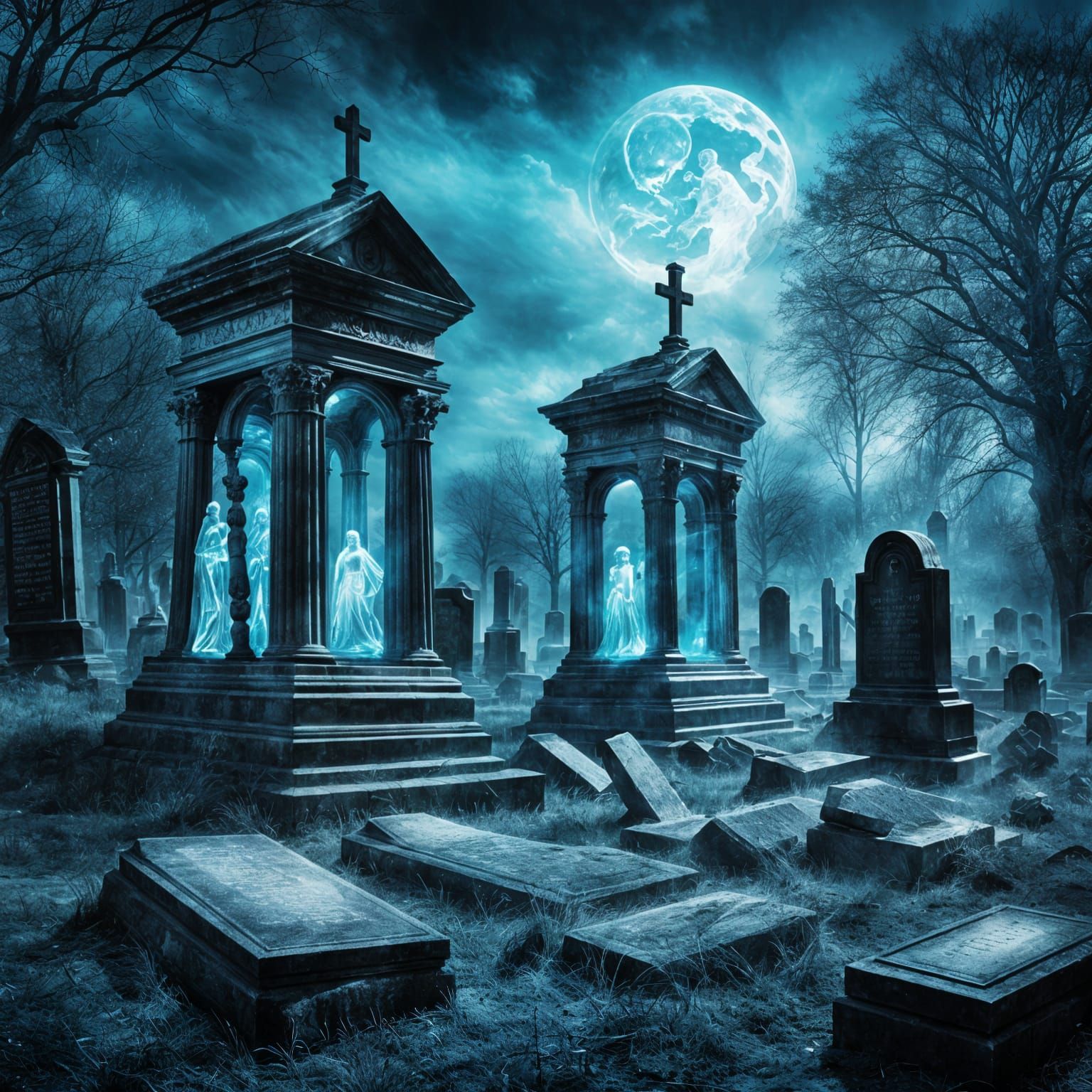Spectral Phantoms in Graveyard, Victorian Style