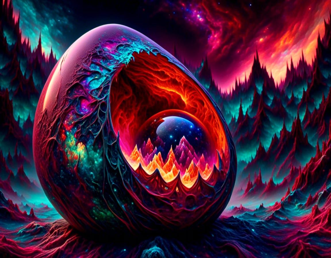Dragon Egg Universe: Chromatic Surrealism Creation