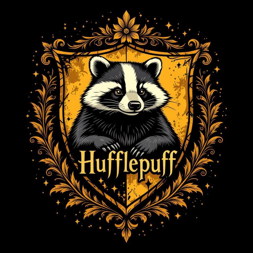 Hufflepuff Crest Digital Painting with Badger