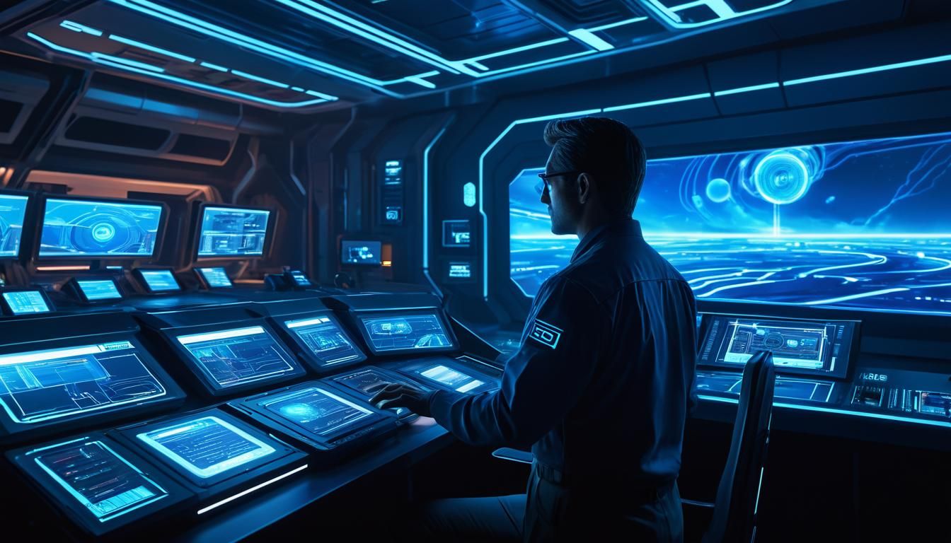 High-Tech Weather Control Room in Sci-Fi Style