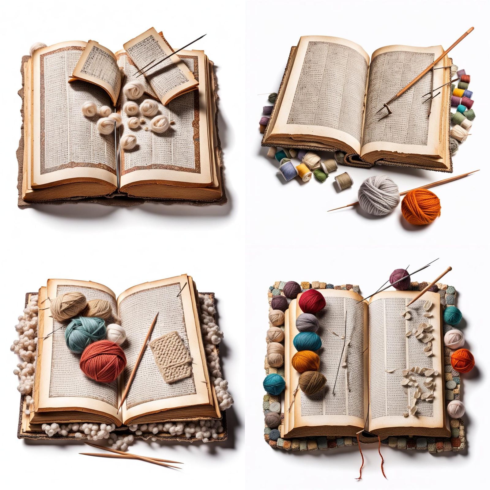 Mosaic of an Old Book with Knitting