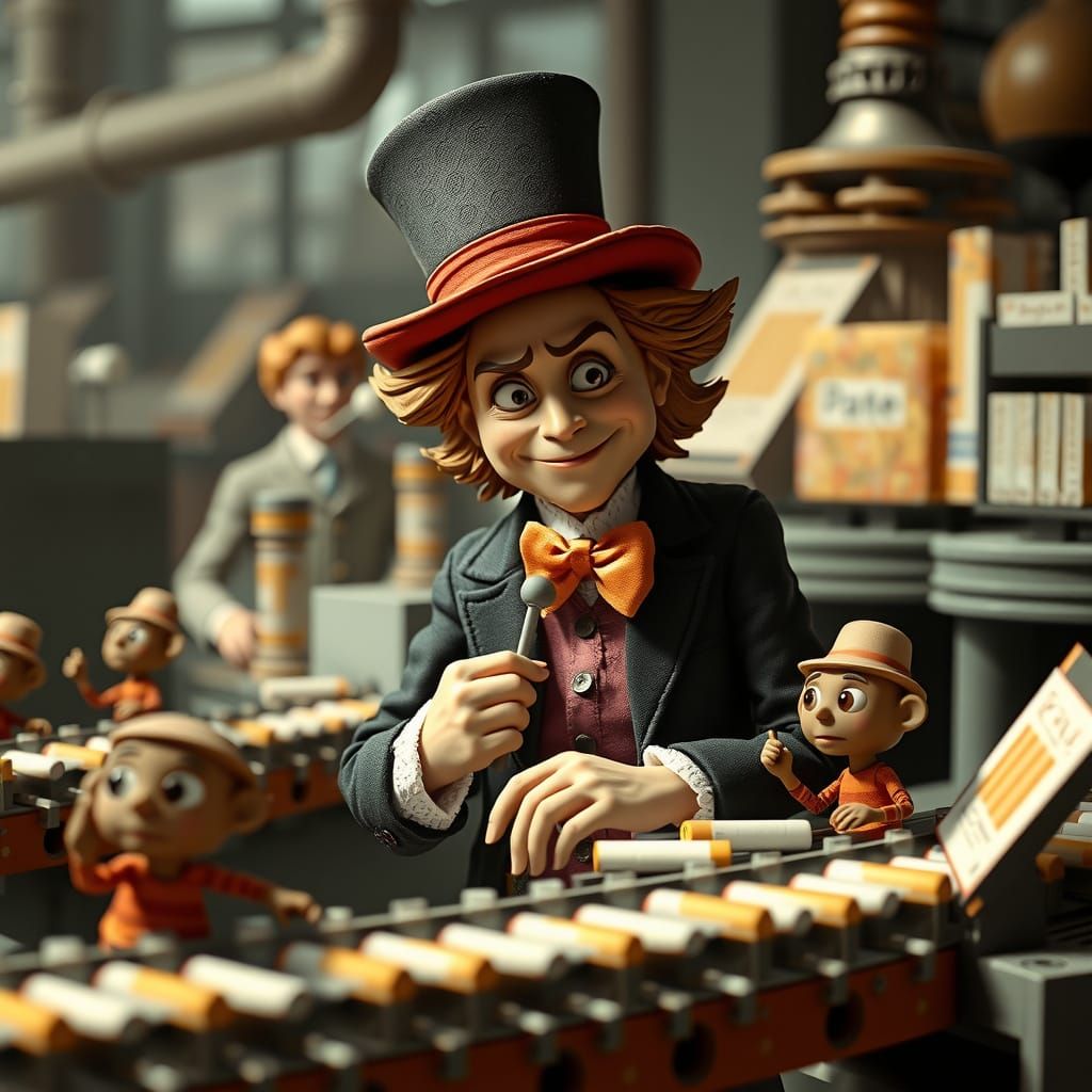 Menacing Wonka's Cigarette Factory: Stop Motion Manga