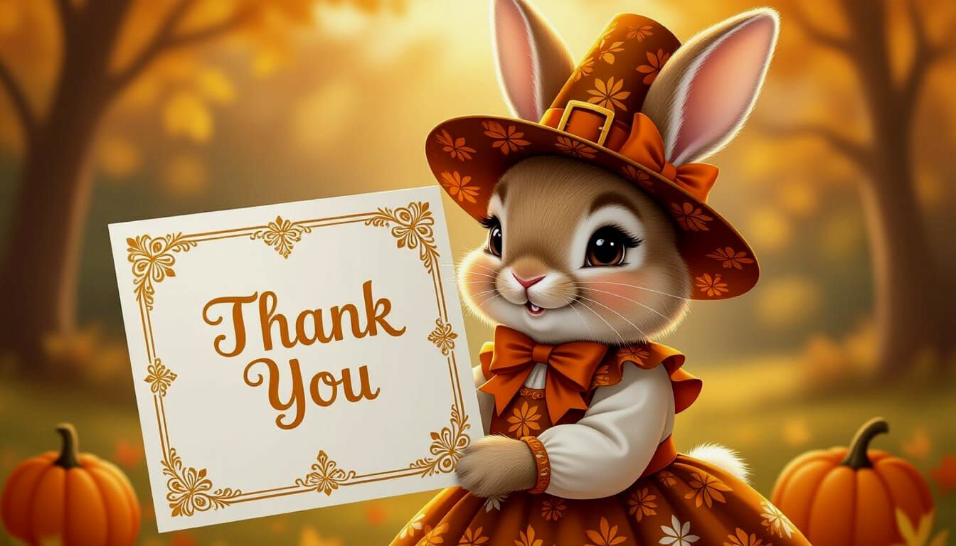 Adorable Thanksgiving Bunny in Art Deco Style