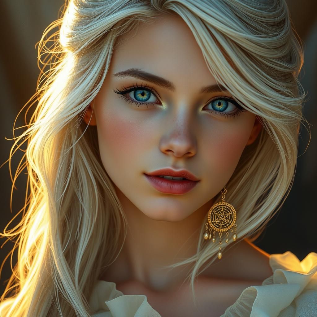 Luminous Woman with Art Nouveau Jewelry