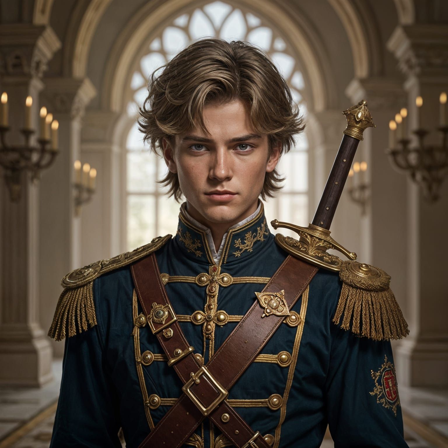 Hyperrealistic Portrait of a Prince in Royal Uniform