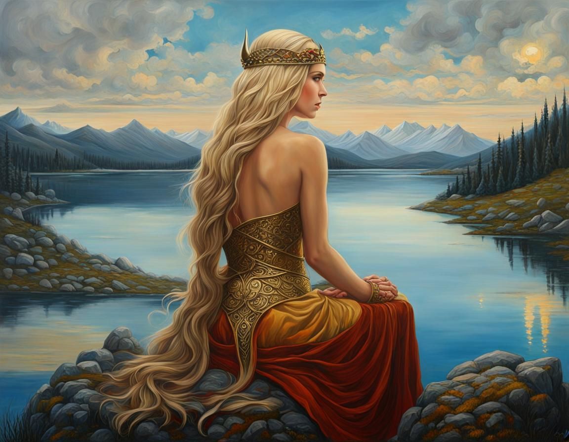 Viking Princess Contemplates Future in Glass Landscape