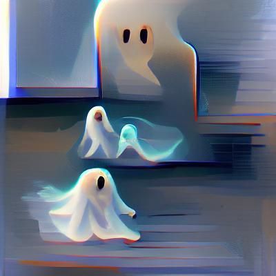 Ethereal Image of Two Translucent Ghosts