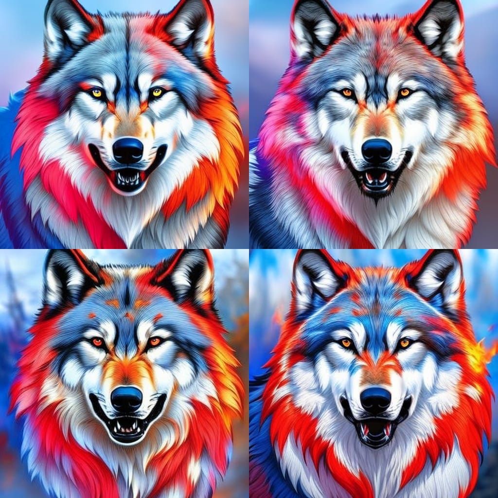 Wolf Ablaze: Hyperrealistic Fire Art