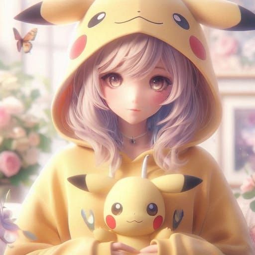 Cute Anime Girl in Soft Pastel Wonderland