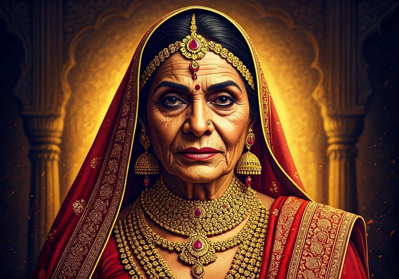 Ethereal Indian Matriarch Radiates Opulence