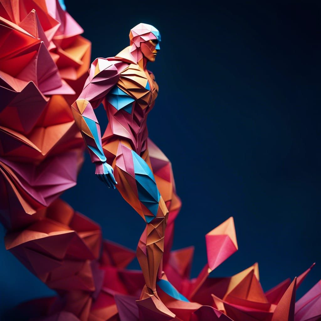 Anatomical Male Figure as Origami Papercraft Sculpture