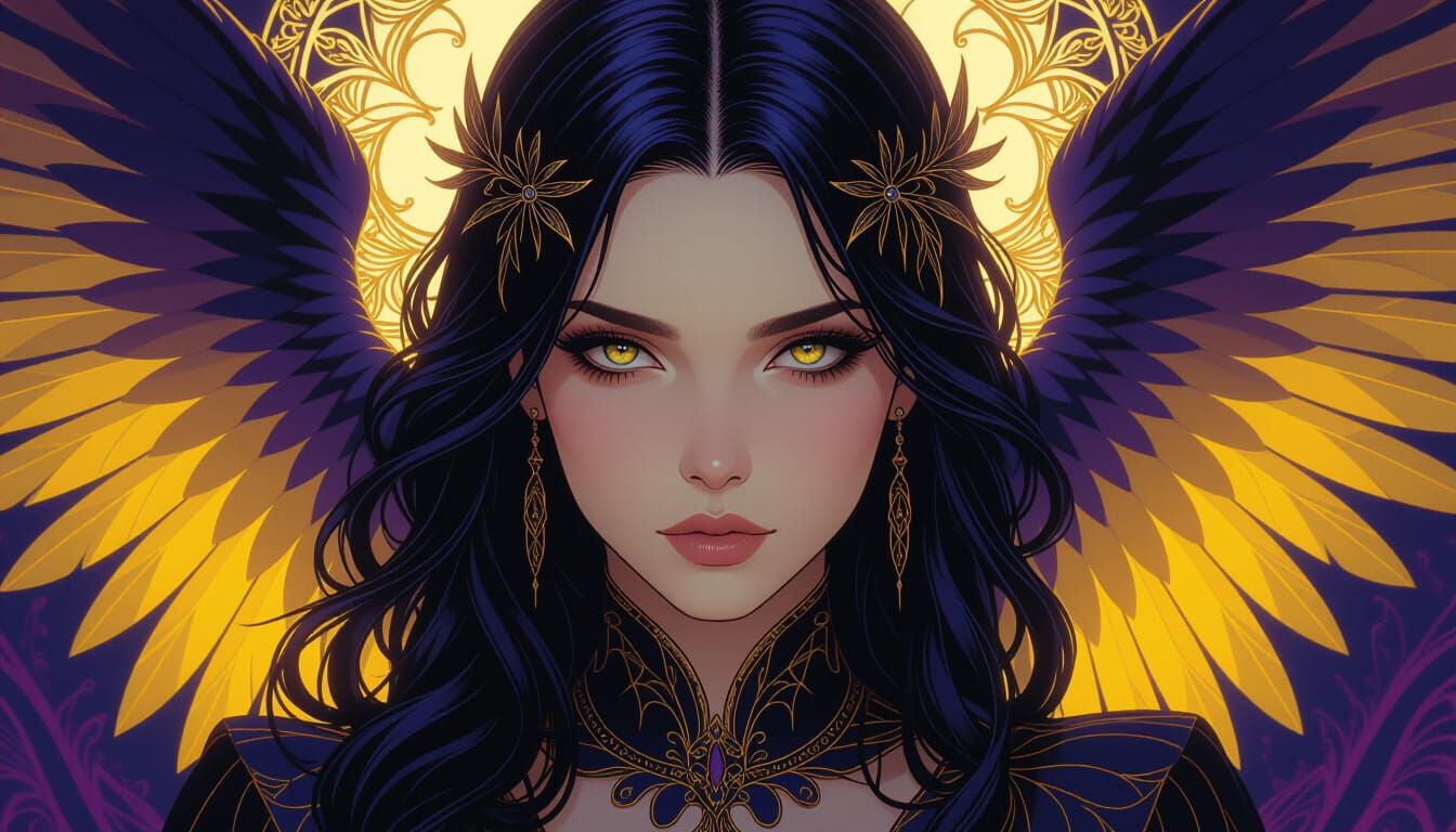 Dark Fantasy Angelic Eyes in Purple and Yellow