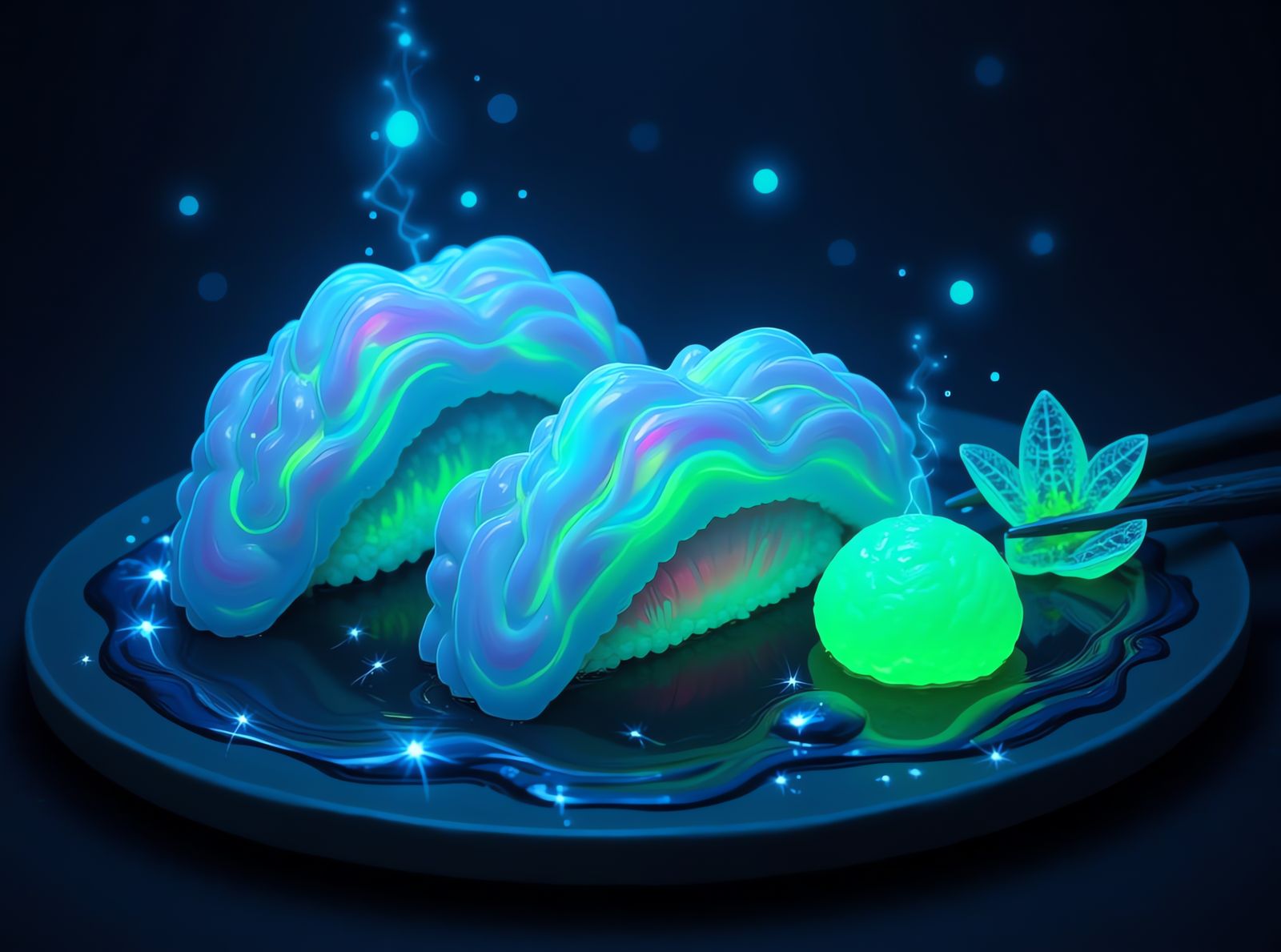 Otherworldly Sushi Platter in Anime Style