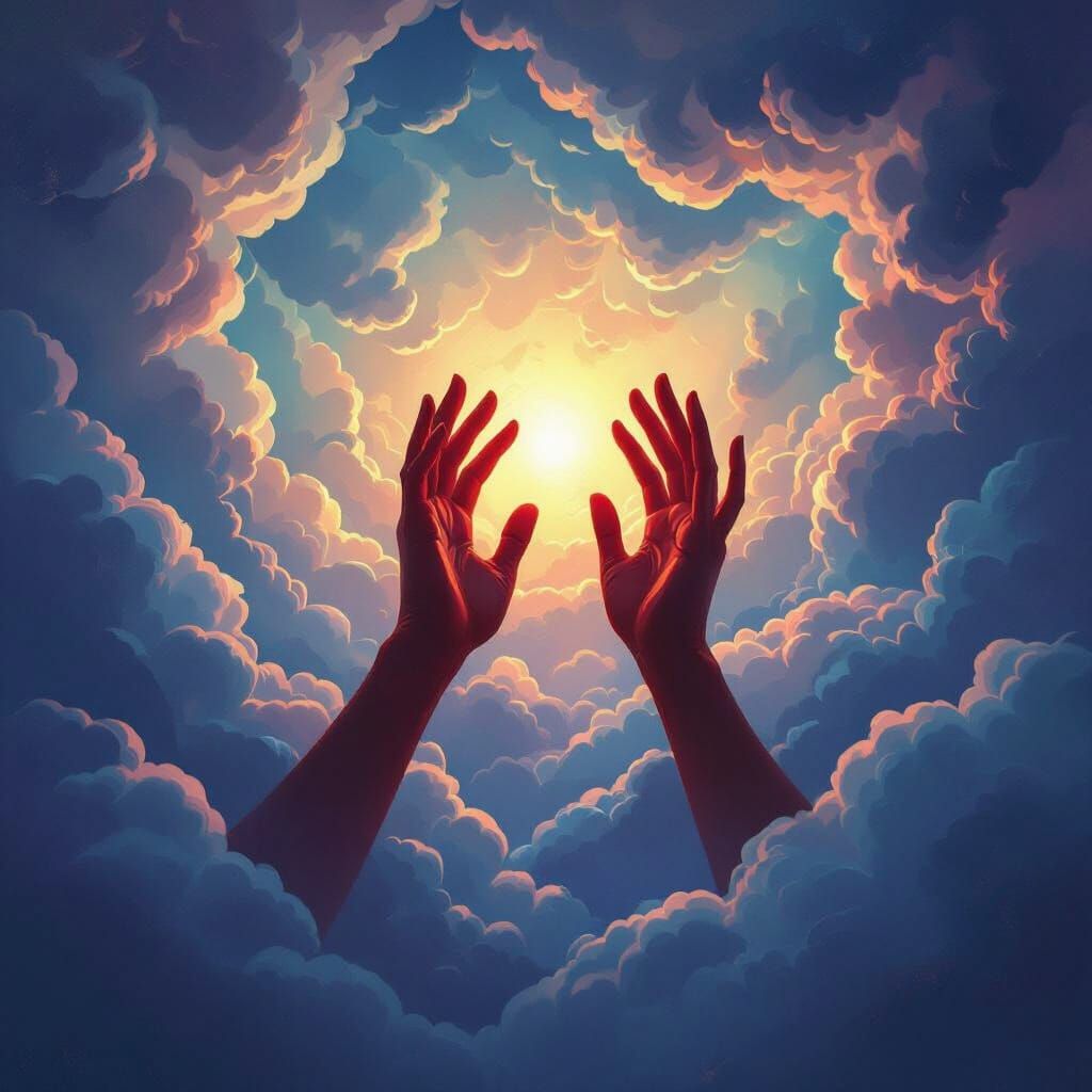 Crimson Hands Emerge From Ethereal Clouds