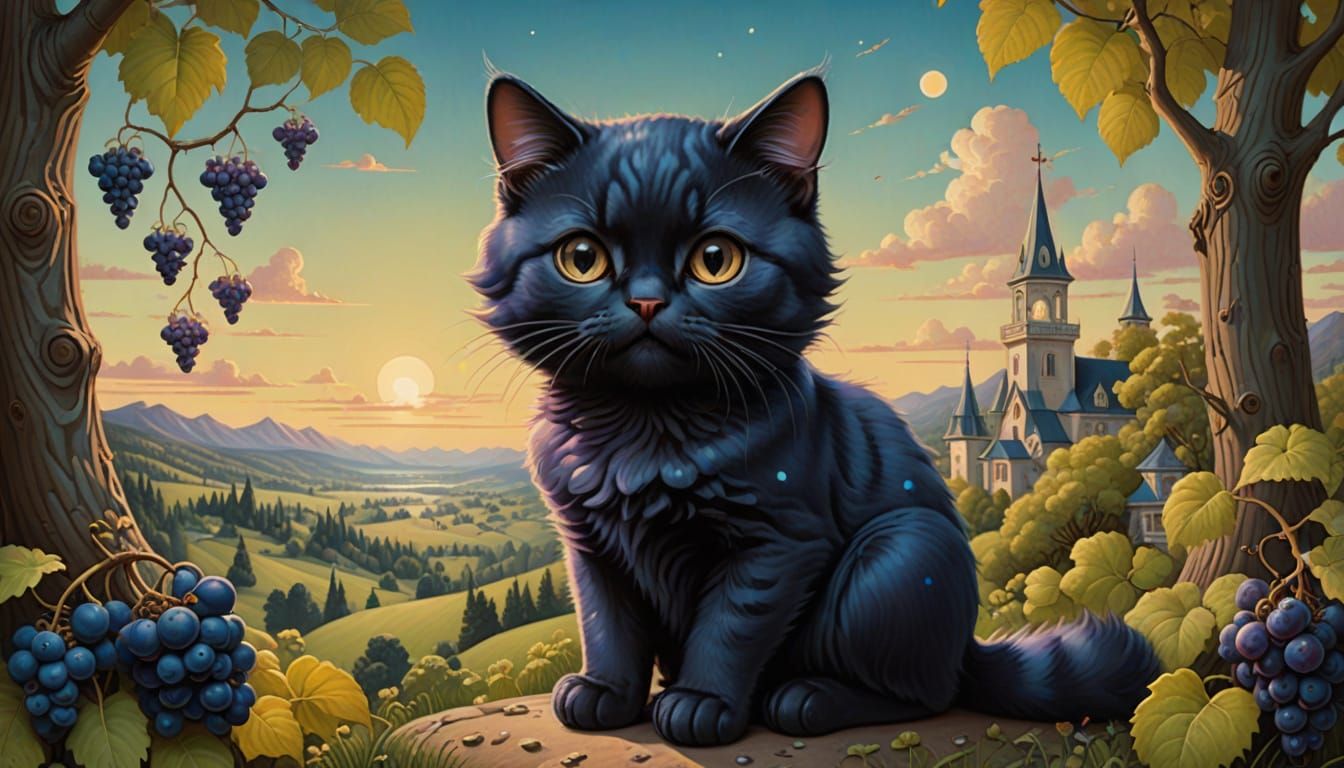 Vibrant Blue Cat Portrait in Dreamy Summer Light