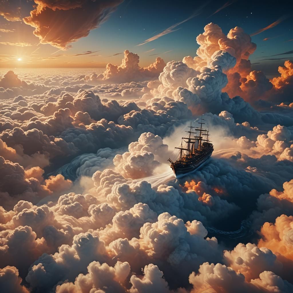 Ethereal Ship Floating in a Dreamscape
