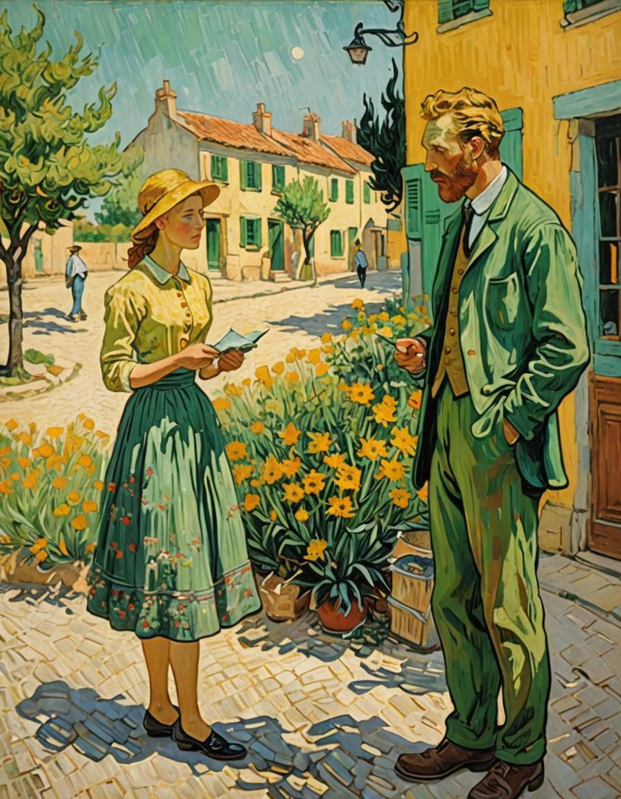 Impressionistic Encounter in Rural France as Vivid Impasto