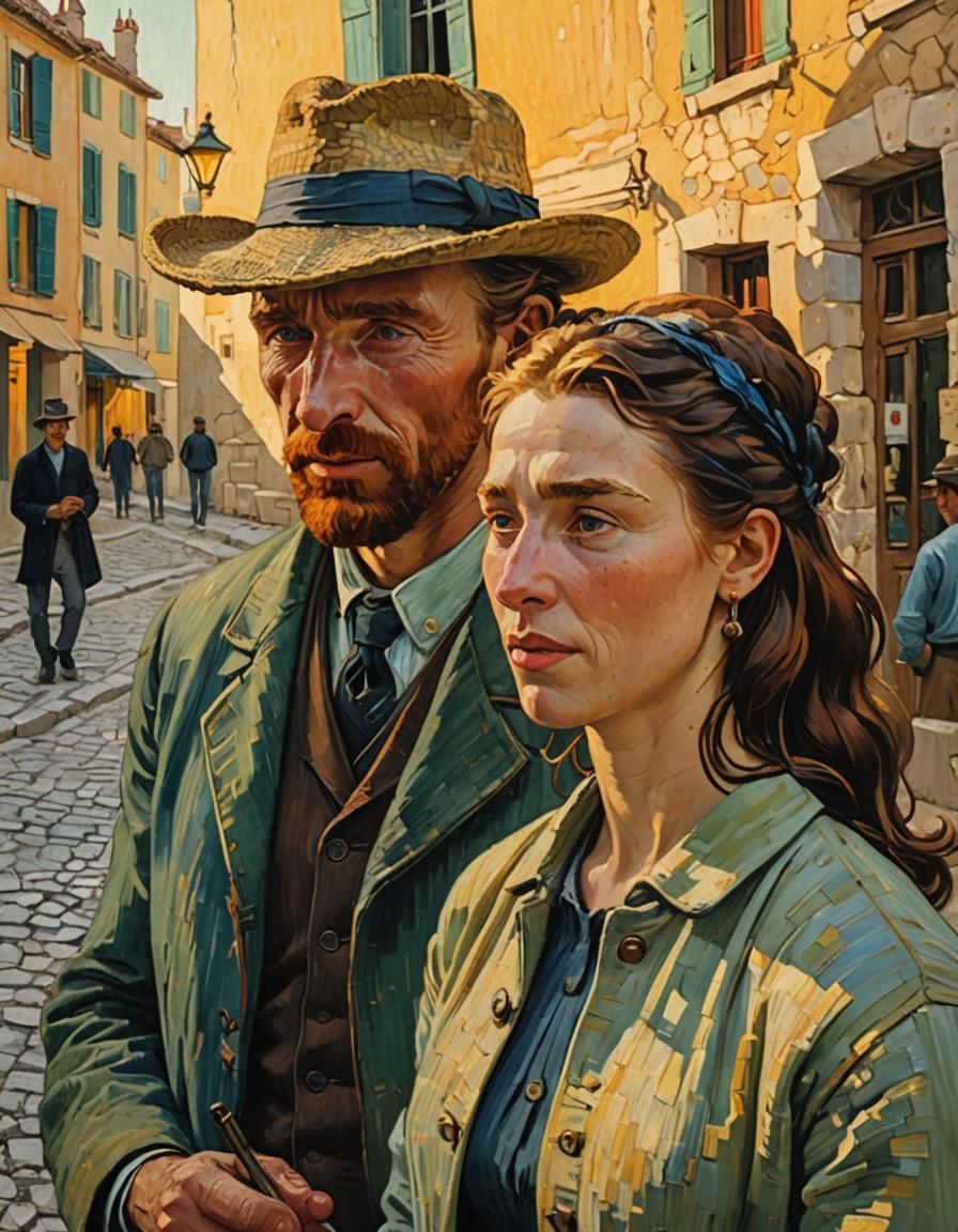 Van Gogh Talking to a French Girl: Impressionist Portrait