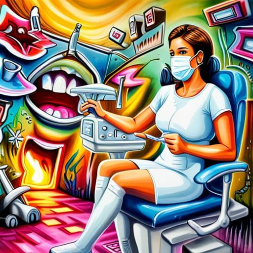 Female Dentist in Graffiti Art Style