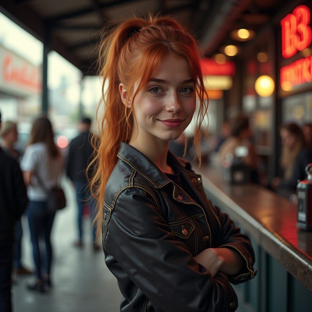 Sultry 2000s Pin-up Girl Poses in Grunge Attire