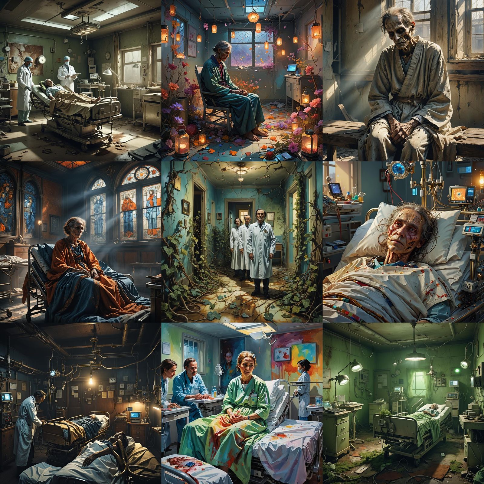 Malnourished Patient Ignored: Detailed Matte Painting