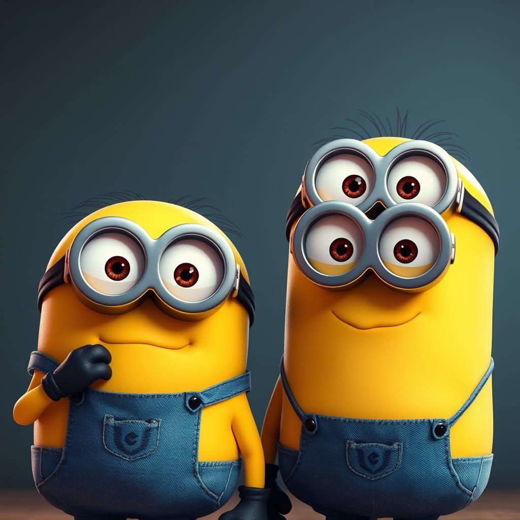 Happy Minions in Pixar-Inspired Animation Style