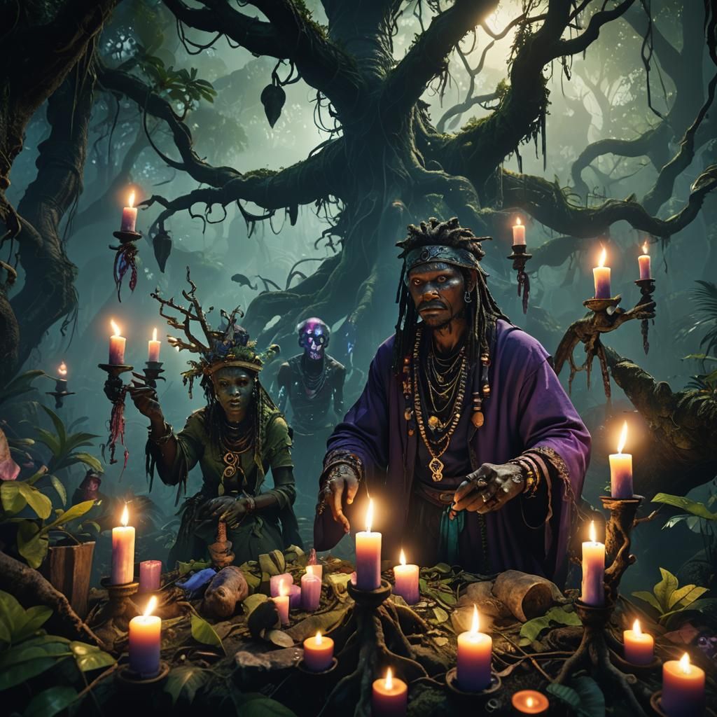 Mysterious Voodoo Doctor in a Dark Jungle