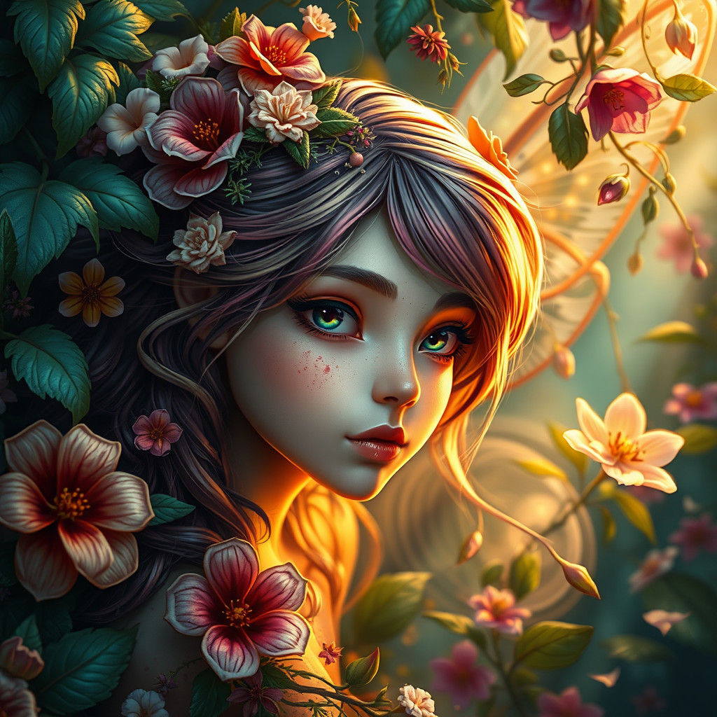 Ethereal Fairy in Hyperrealistic Mystical Garden