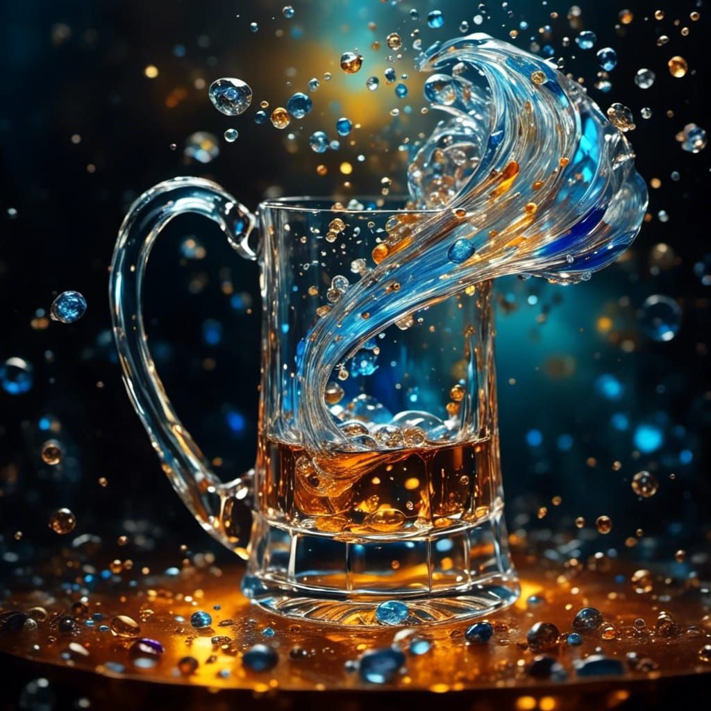 Swirling Liquid Fills Ominous Crystal Tankard