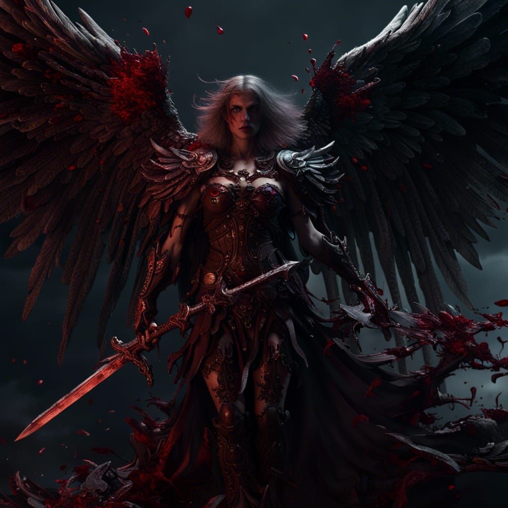 Bloody Dark Angel with Sword Wings