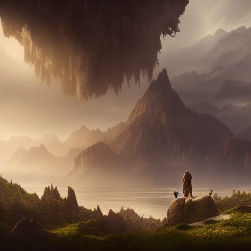Epic Cinematic Explorer in Detailed Digital Matte Painting