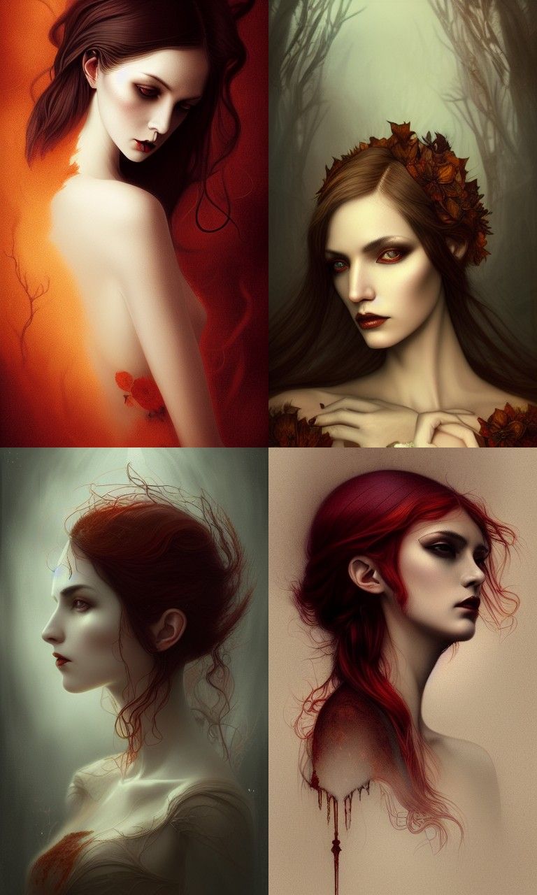 Gothic Portrait of Androgynous Figure in Watercolor Style