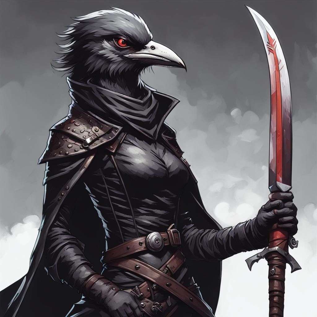 Aarakocra Assassin Perched on Rooftop with Dagger