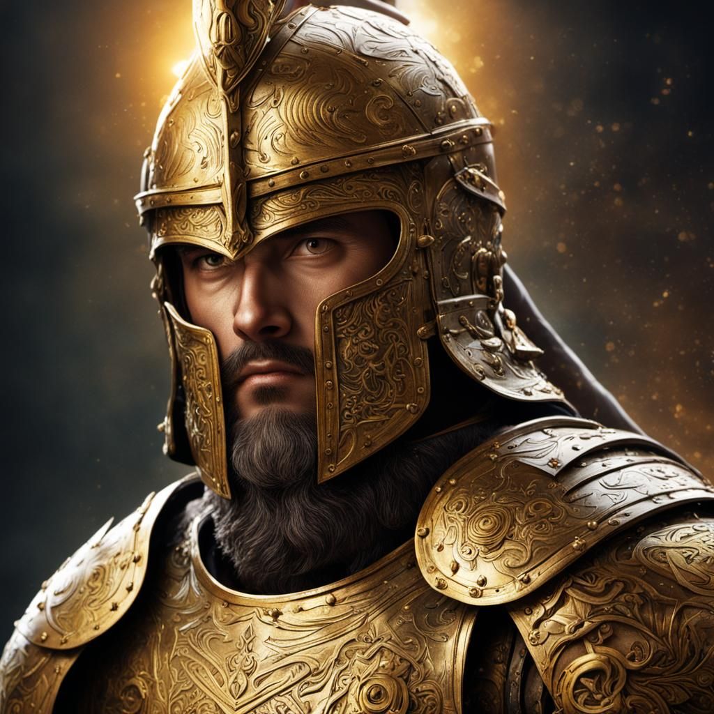 Warrior in Armor: Illuminated Manuscript Art