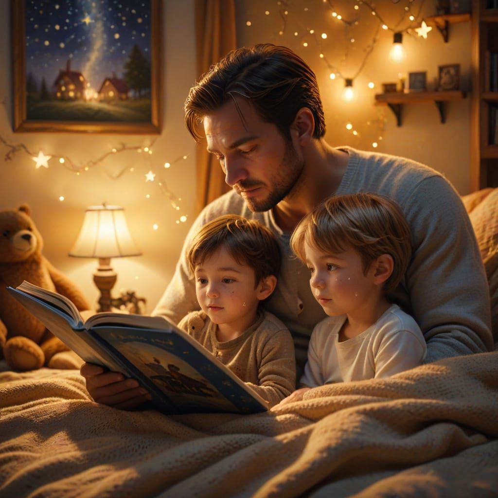 Cozy Bedtime Story in Softly Lit Room