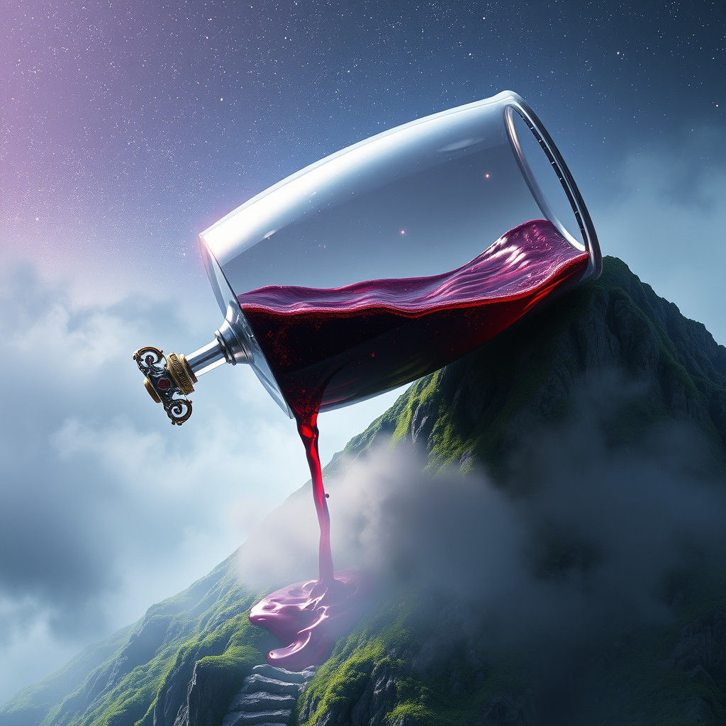 Giant Wine Glass on Mystical Mountain in 8K