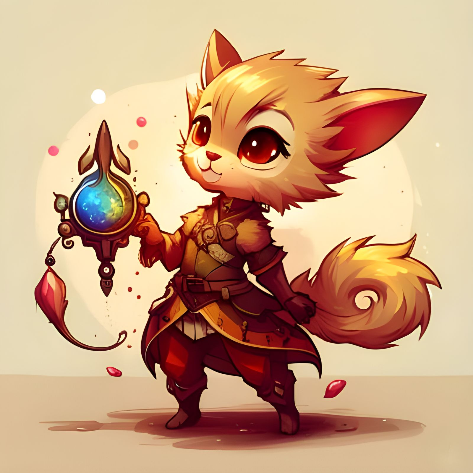 Detailed Chibi Anthro Liege Maximo in Splash Art Style