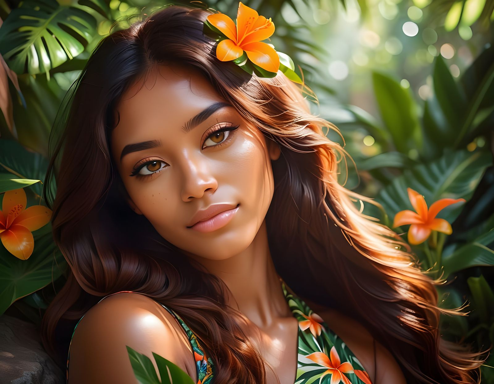 Exotic Tropical Goddess in Boho Chic Style