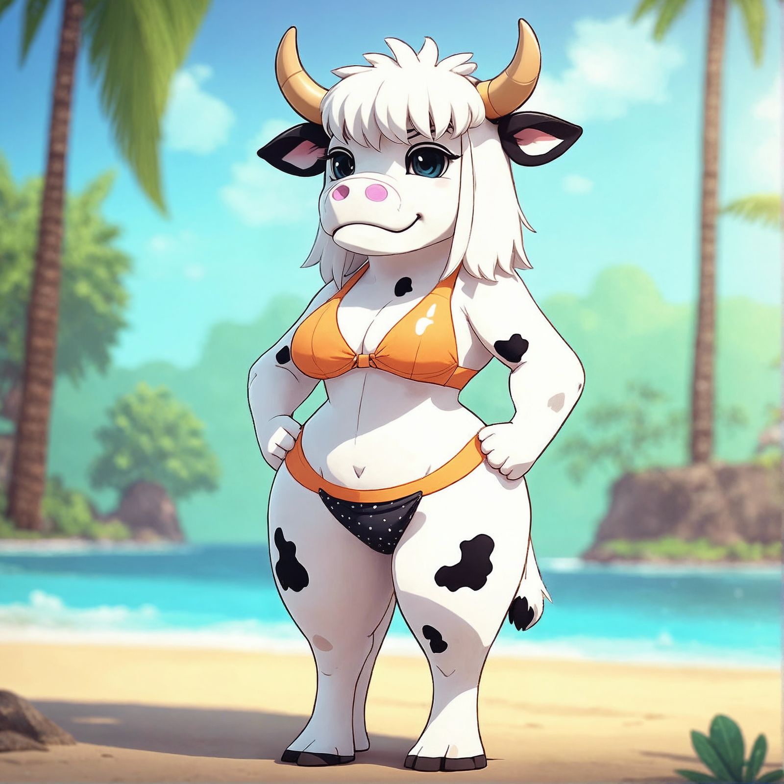 Animated Cow Fursona in Bikini