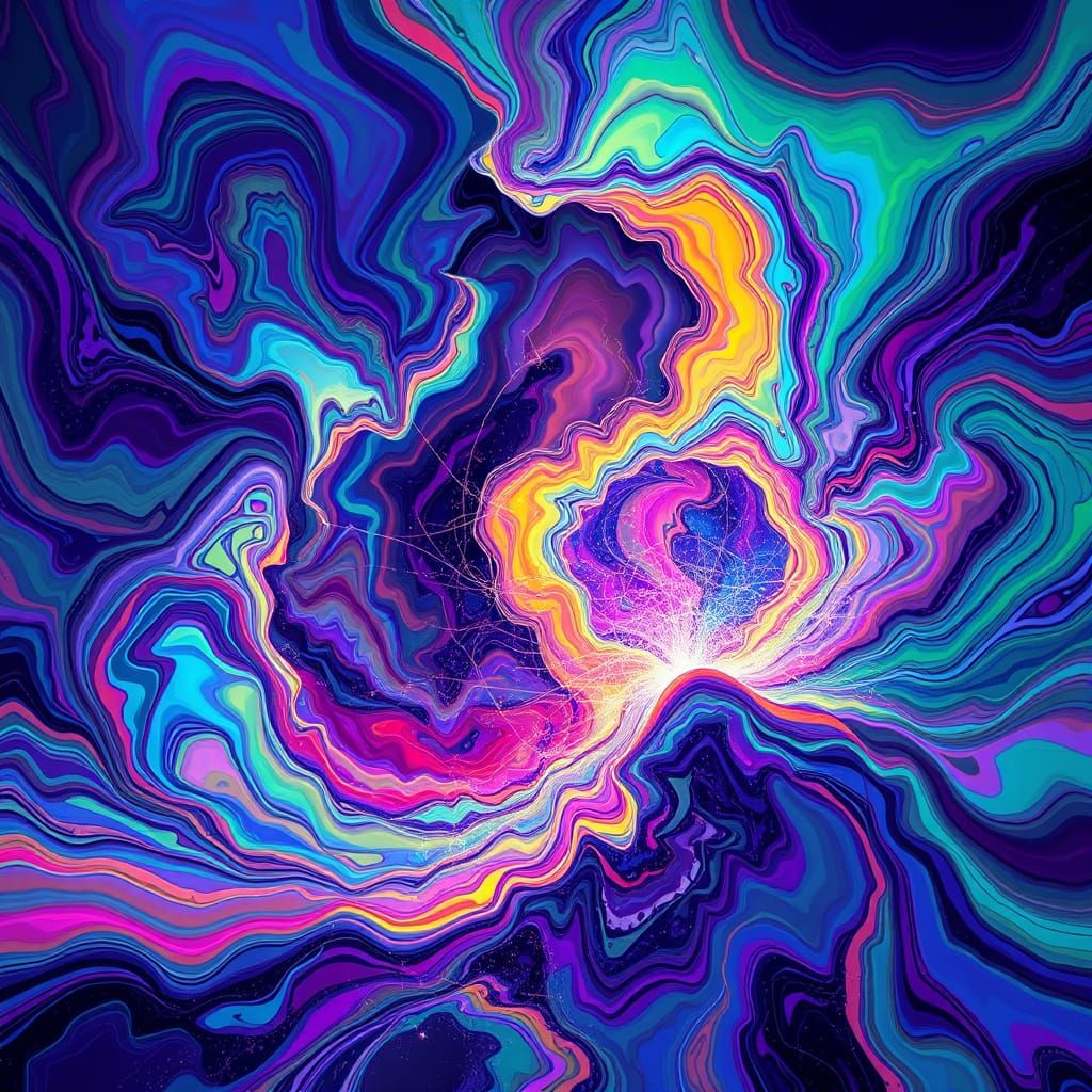 Cosmic Flux in Vibrant Iridescent Colors