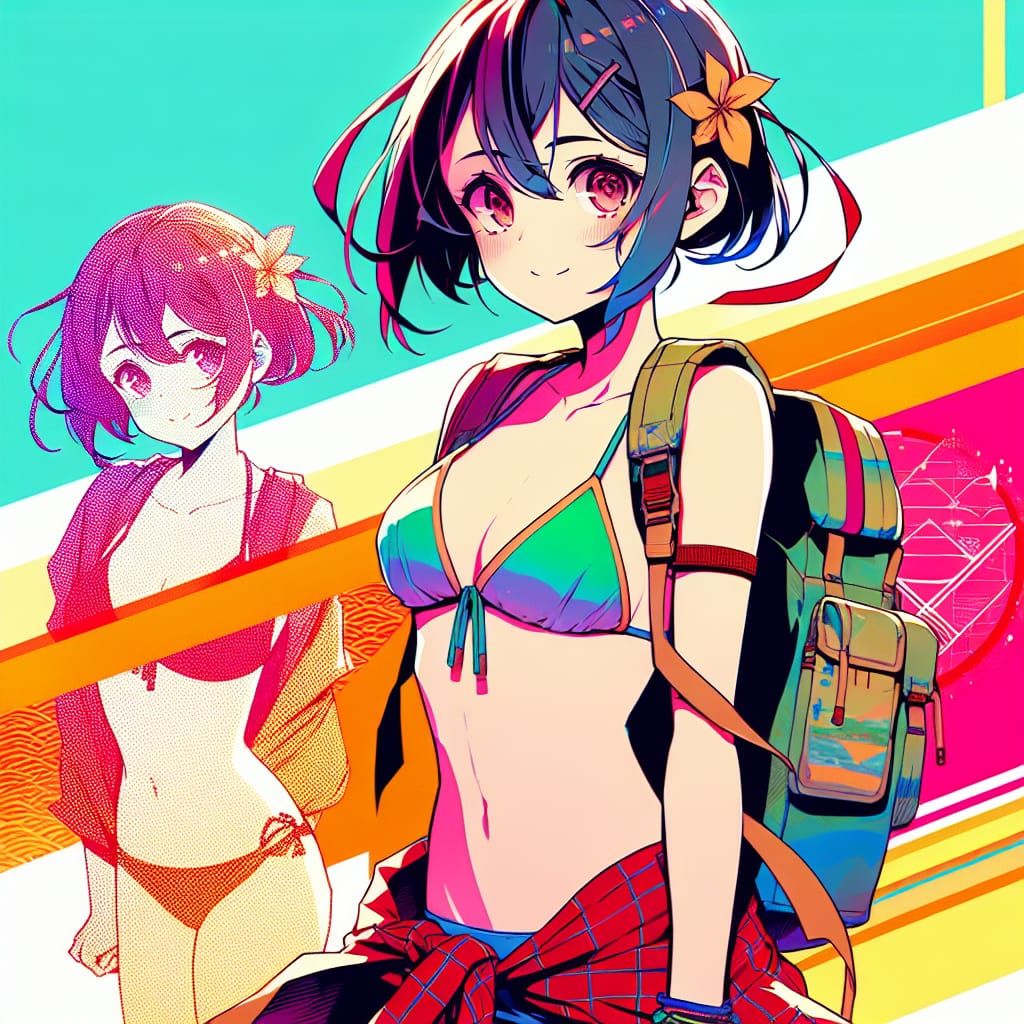 Manga Girl in Swimsuit, Anime Art Style