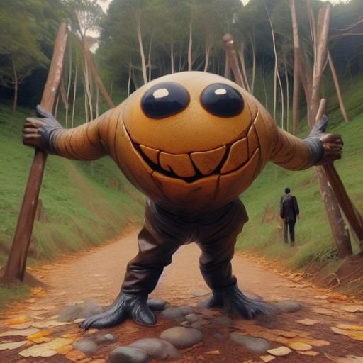 Anthropomorphic Potato Screaming in Expressionist Style