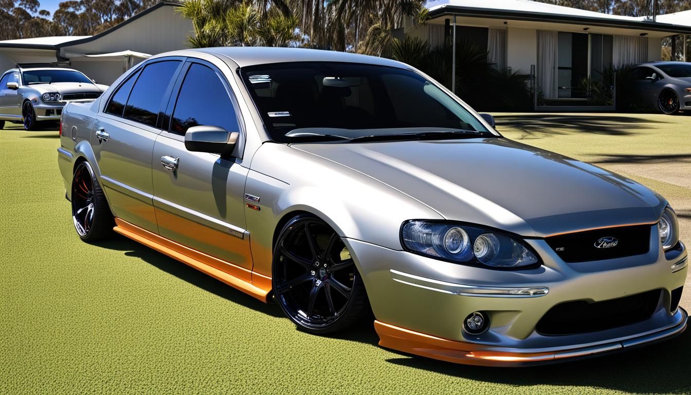 Orange Ford Falcon XR8 in Thunderstorm