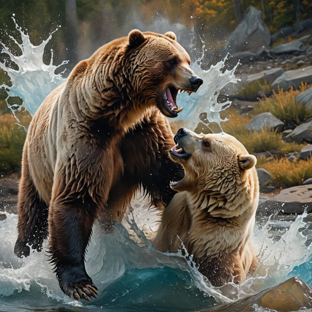 Grizzly Bear vs Polar Bear: Hyperrealistic Battle
