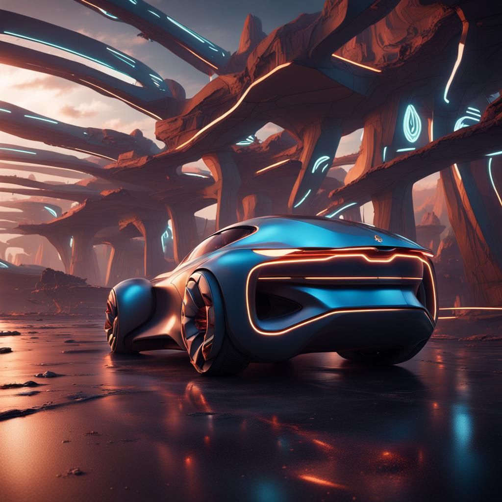 Futuristic Car Advertisement: Fantasy Concept Art