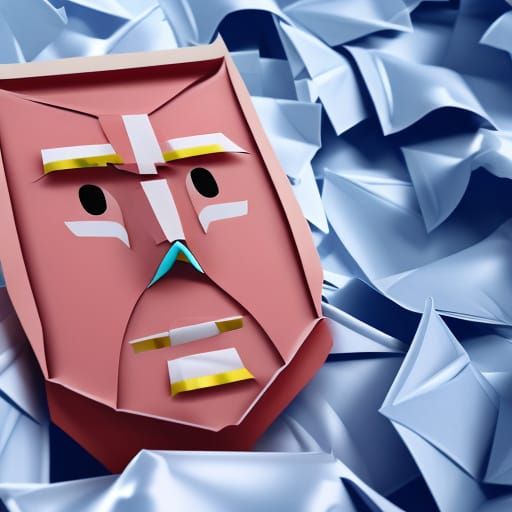 Origami Papercraft Portrait with Blurred Background
