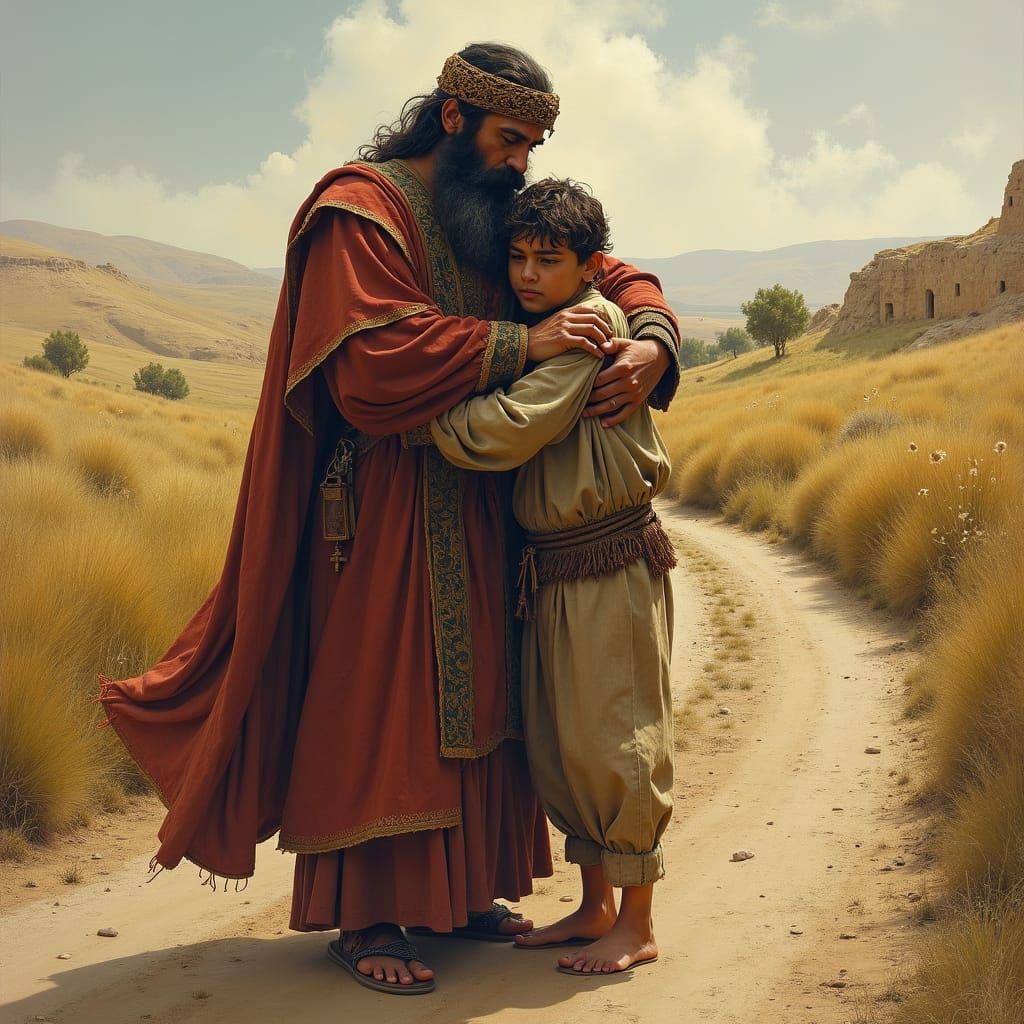 Father and Son Embrace in Ancient Israel