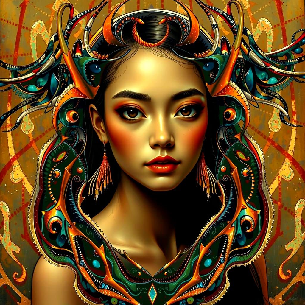 Abstract Expressionism with Iridescent Swirling Patterns