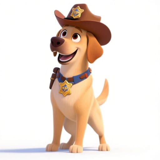 Cartoon Sheriff Labrador in Animated Style