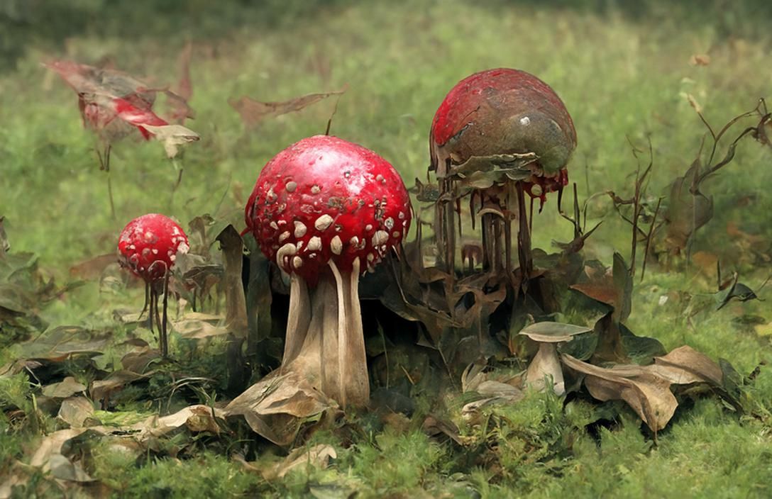 #modifermonday Liminal Spaces and the surreal: Red mushrooms of Ichor and Viscera 1